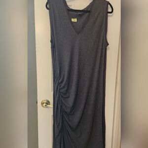 Kenneth Cole Ruched Side Tank Midi Dress V-Neck Sleeveless